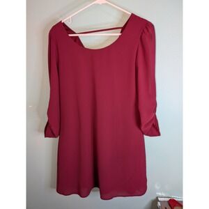 Speckless Burgundy Roll Tab Sleeve Bar Back‎ Shift Dress Medium JA81811C511KK